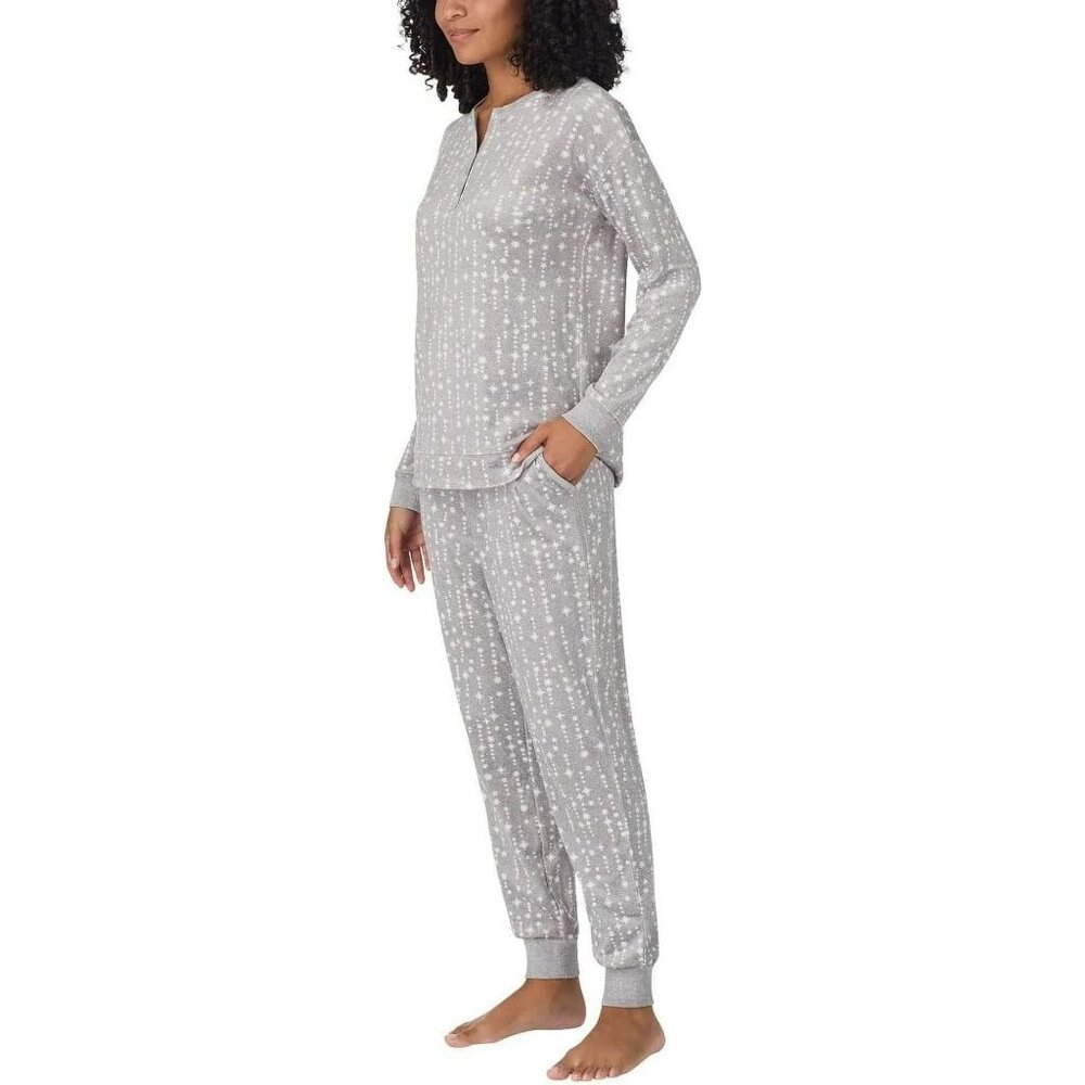 Nautica Women Med 2 Piece Stretch Fleece Pajama Sleepwear Set Lounge Shirt Pants